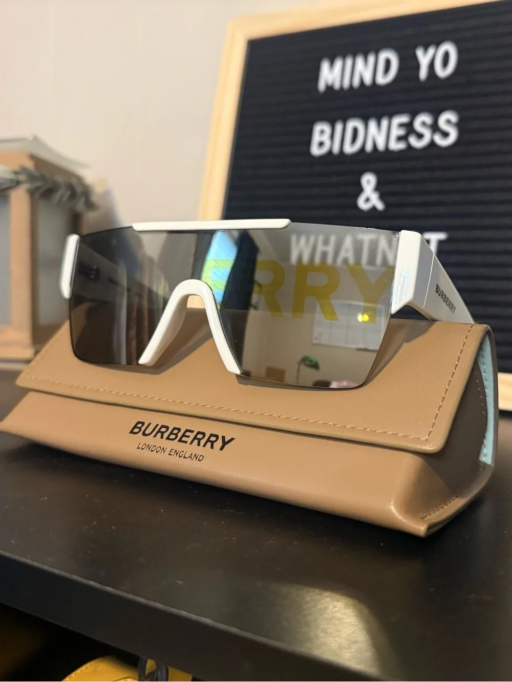 Burberry White Frameless Shield Sunglasses - White